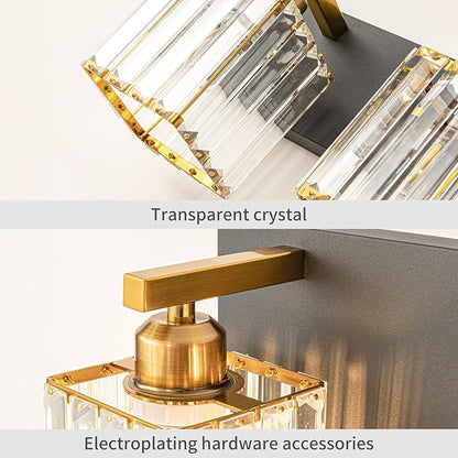 Modern Bathroom Vanity Light 2-Lights Black Gold Crystal Bathroom Wall Light Vanity Light Fixtures，12.59-inch Modern Minimalist Design