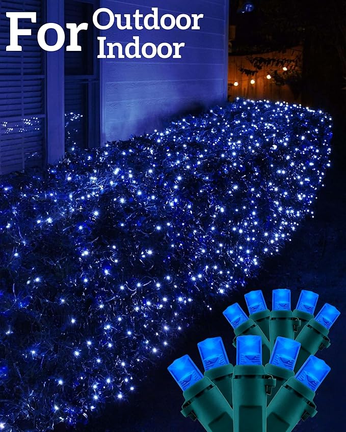 Led Christmas Net Lights for Bushes, 132LED 6FT x 6FT Connectable UL Certified Net Lights for Bushes Tree Shrubs Xmas Trunk Green Wire Christmas Decorations
