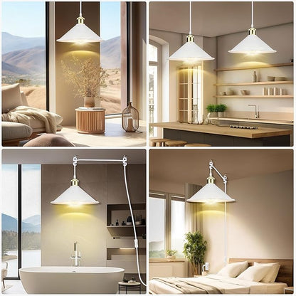 LYOOWNG Plug in Pendant Light, Bigger Hanging Lights with Plug in Cord On/Off Switch, 13FT Industrial Plugin Hanging Light, Vintage Pendant Lights Fixture, White