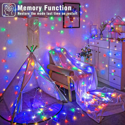 132FT 400 LED Outdoor String Lights, Connectable Christmas Lights Indoor Waterproof with 8 Modes, Plug in Twinkle Fairy Lights Clear Wire for Easter Bedroom Home Wedding Yard Decorations, Multicolor