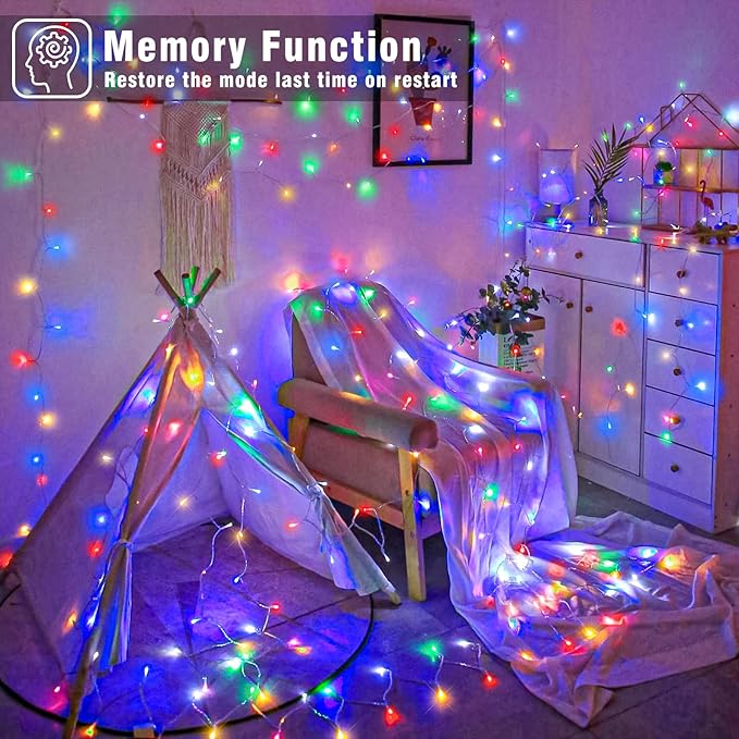 262FT 800 LED Outdoor String Lights, Extra Long Christmas Lights Indoor Waterproof, 8 Modes Plug in Twinkle Fairy Lights Clear Wire for Outside House Patio Garden Party Decorations, Multicolor