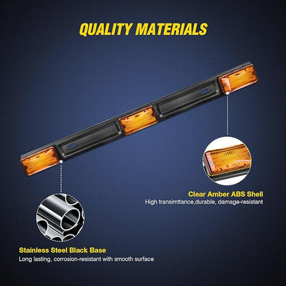 Nilight 9 LED Marker Tail Trailer Light Bar 14.2Inch 1PC Amber Clearance Identification Running ID Rear Stainless Steel Bracket for 12V Pickup Truck Trailers RV Boat