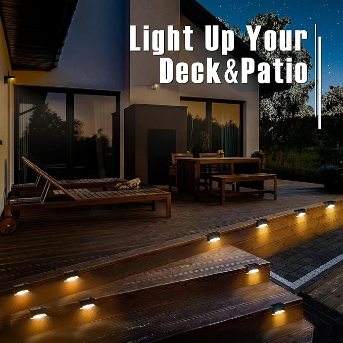 PATIOWIN Solar Step Lights 20 Pack, Solar Powered Deck Lights of Waterproof LED for Stairs, Fence, Yard, Patio, and Pathway (Warm White)