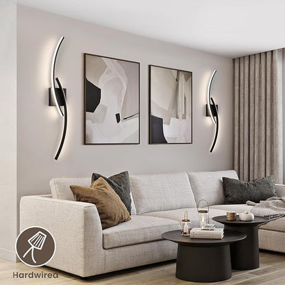 Hardwired 3000~6000K Modern Wall Sconce, 31.5IN Black LED Wall Light Fixtures Wall Lights for Bedroom, Living Room, Hallway and Bedside Wall Lamp