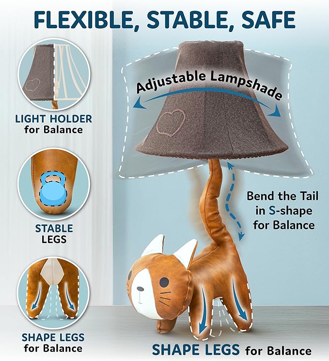 Cat Lamp for Girls Bedroom - 20", Animal Lamp for Kids Room - Cute Christmas Gifts, Birthday Gifts for All Ages: Toddler Boys, Children, Grandkids 3 4 5 and Up Years Old, Sister, Brother, Sibling
