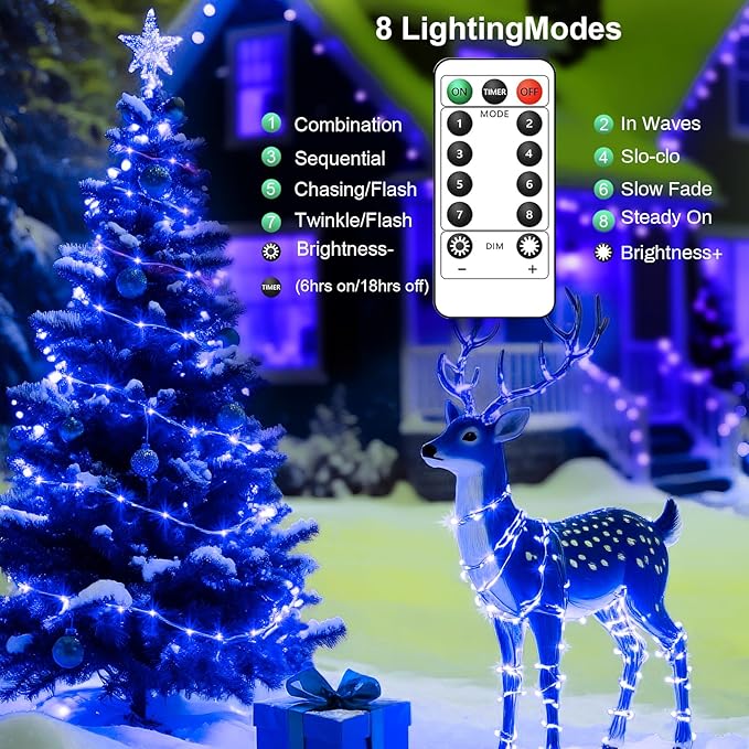 1Pack USB Plug in Fairy String Lights,16ft 50 LED Copper with Remote and Timer, 8 Modes Waterproof Twinkle String Lights Battery Powered for Bedroom Indoor Party Wedding Christmas Decoration