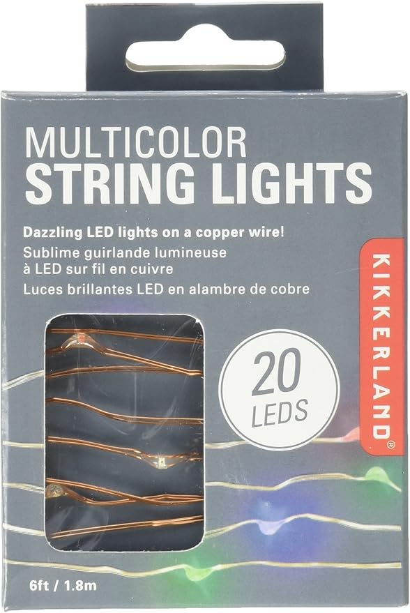 Kikkerland String Lights, Battery Operated, Multicolor