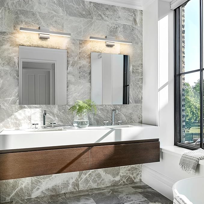 KAISITE Modern Vanity Light Brushed Nickel Bathroom Light Fixture Over Mirror 24 inch Vanity Lighting Fixture Dimmable 5CCT LED Bar Vanity Light for Bathroom Restroom