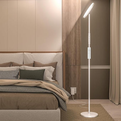 Yikuneng Super Bright Floor Lamp for Living Room, Stepless Dimmable LED Standing Lamp with Remote and Touch Control, 69” Tall Torchiere Corner Lamp for Bedroom Office Hotel, White