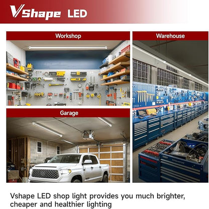 (12 Pack LED Shop Light 4FT, 40W 5200LM 5000K (Super Bright White), T8 LED Tube Light, Clear Cover, 270 Degree Lighting for Garage Warehouse Workshop Basement