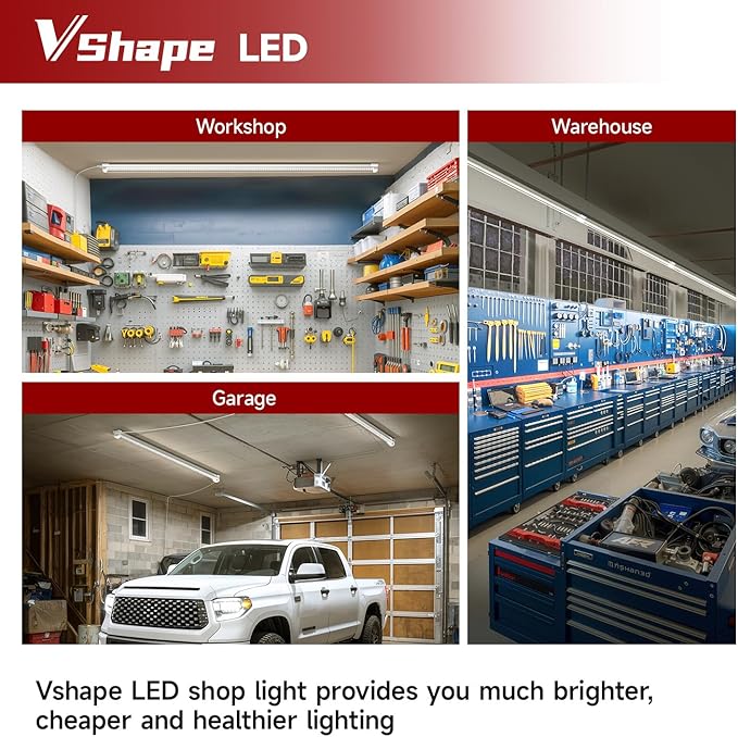 8-Pack 3FT LED Shop Lights, 30W 4680LM 5000K High Output Clear Cover, T8 Integrated LED Tube Light, 270 Degree Lighting for Garage Warehouse