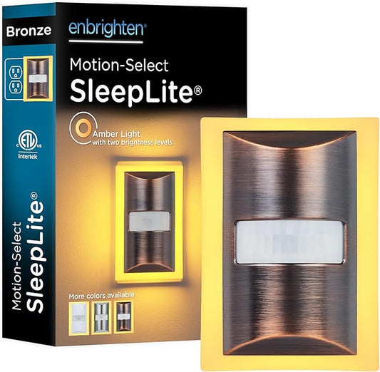 Enbrighten SleepLite LED Night Light Motion Sensor Nightlight Dusk to Dawn Amber Lights Ambient Lighting Room Decor for Bedroom Baby Nursery Bathroom Oil Rubbed Bronze