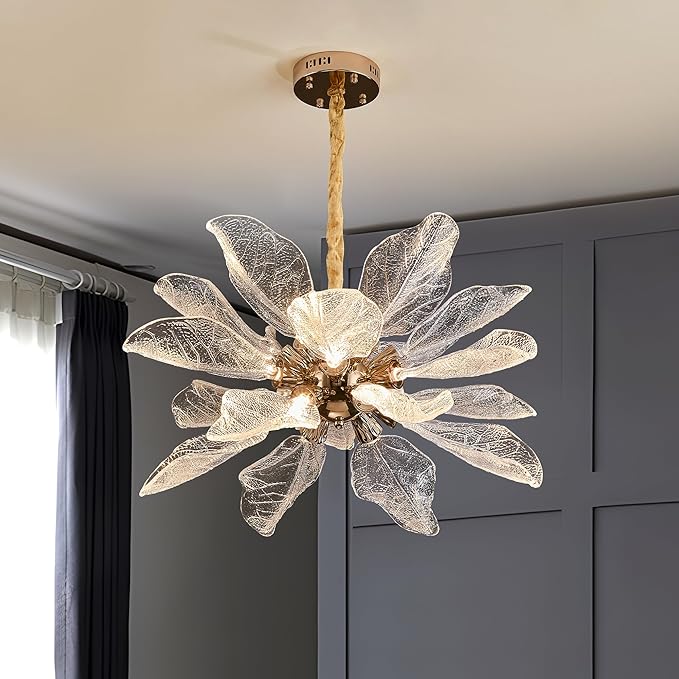 Modern Tree Branch Leaf Chandelier, 18-Light 25.59" Luxury Gold Pendant Lighting, LED 40W 3000K Warm White Chandeliers, Adjustable Height for Living Room, Dining Room, Bedroom, Kitchen Island