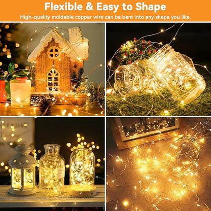 Solar String Lights Outdoor Waterproof 4 Pack Total 132ft 400LED 8 Modes Twinkle Lights Solar Fairy Lights for Patio, Garden Yard Party Tree Christmas Halloween Decoration Warm White