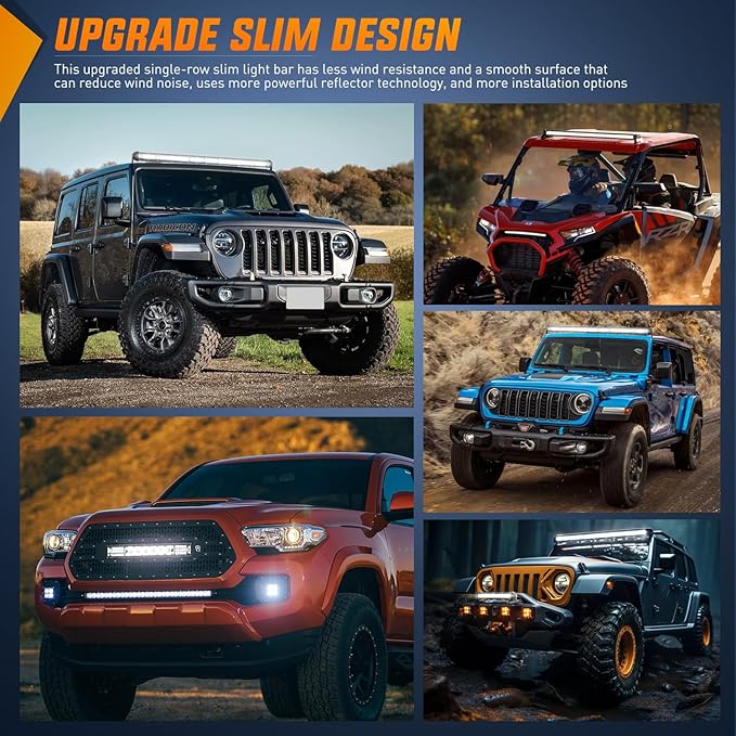Nilight Slim LED Light Bar 21 Inch 52LED Single Row Spot Flood Combo Fog Driving Work Lighting Roof Bumper Lamp Offroad for 4x4 Trucks SUV ATV UTV