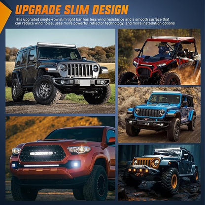 Nilight Slim LED Light Bar 21 Inch 52LED Single Row Spot Flood Combo Fog Driving Work Lighting Roof Bumper Lamp Offroad for 4x4 Trucks SUV ATV UTV