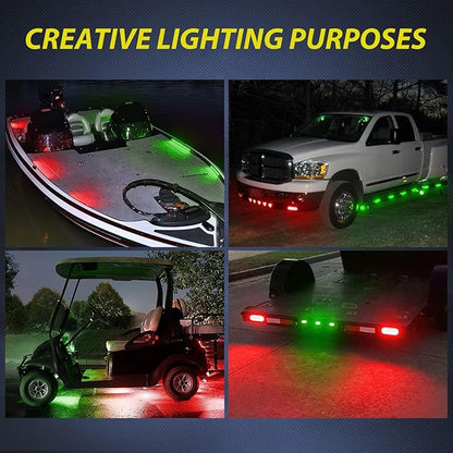 Nilight Side Marker Light 10PCS 3.8 Inch Red Green 6LED Indicator Clearance Marine Boat Navigation Lights for Yacht Kayak Sailboat Trailer Bus RV