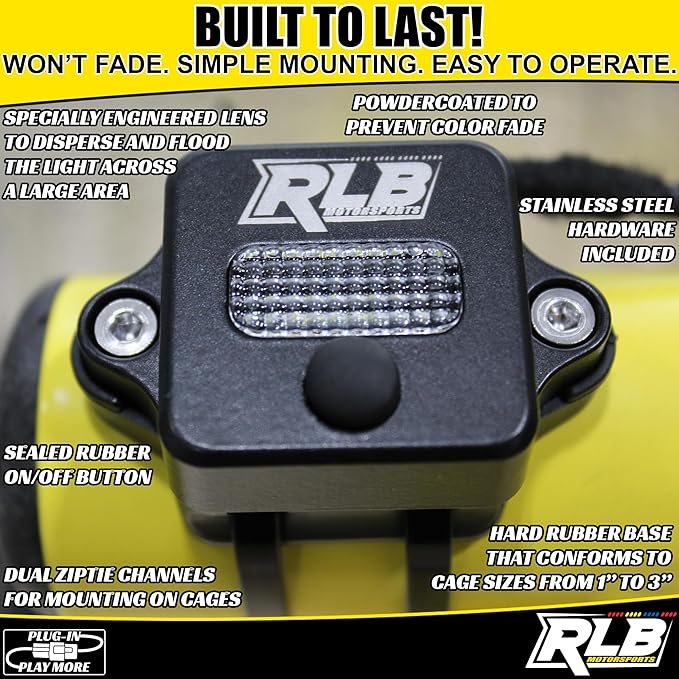 Dome Light for UTV, Golf Cart, Offroad Vehicles, Interior LED Dome Light with Push Button! Compatible with Polaris Can Am Roll Bar 1" - 3" or Flush Mount.