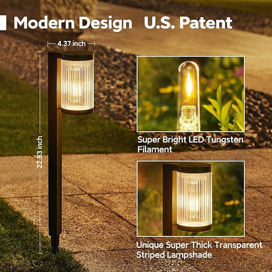 ELECLINK Solar Pathway Lights Outdoor, 2 Pack Upgraded Outdoor Solar Lights for Outside Super Bright Up to 12Hrs, IP65 Waterproof Solar Garden Lights for Sidewalk Driveway Decor Landscape Ligthting