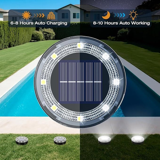 vighep Mini Solar Ground Lights, 24 Pack 2.2 Inch Solar Lights Outdoor Waterproof, Mow‑Over Safe, Upgraded LED Flat Landscape Lighting for Outside Pathway Garden Patio Yard Driveway,Cold White