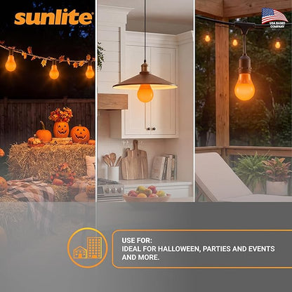 Sunlite A19/3W/O/LED LED A19 Colored Light Bulb, 3 Watts (25w Equivalent), E26 Medium Base, Non-Dimmable, UL Listed, 1 Count (Pack of 1), Orange