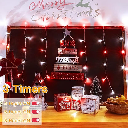Ollny Icicle Lights for Outside 504LED 41FT, Red and White Christmas Light with Remote 8Modes Timers Waterproof, Plug in Connectable Hanging Lights for Outdoor Indoor House Roof Holiday