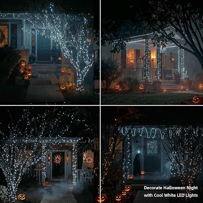 Etinga 100 LED String Lights 33ft Cool White, Plug in Fairy Lights with 8 Modes, Indoor Outdoor Christmas Lights for Bedroom Tree Patio Porch Wedding Holiday Decorations (Cool White, 100 LED 33ft)