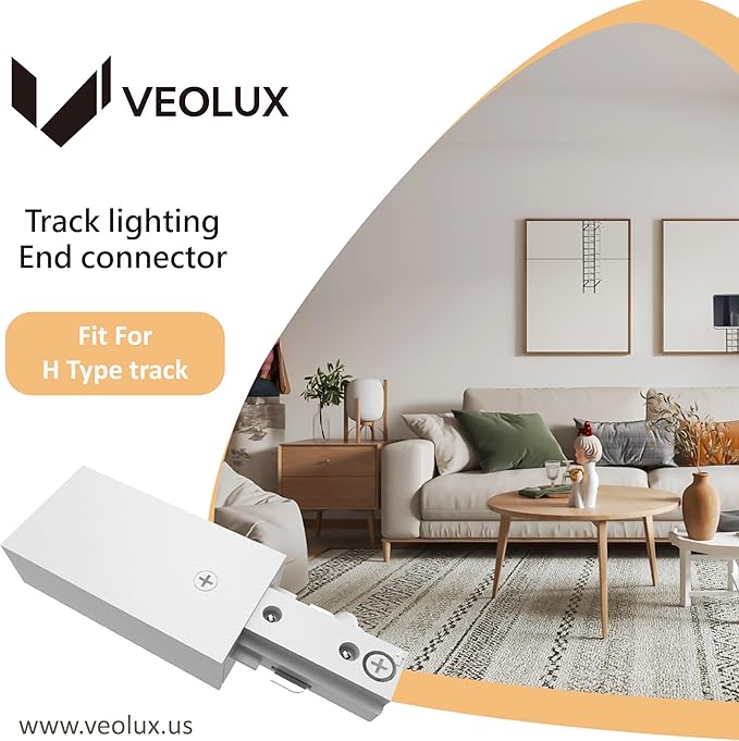 Lighting, H Track Live End Connector in White, UL Listed