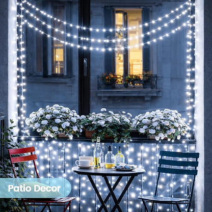 Extra-Long Solar String Lights for Outside, 4 Pack 400LED Solar Fairy Lights Outdoor Waterproof, Copper Wire with 8 Modes Solar Twinkle Lights for Tree Garden Party Patio Xmas Decor (Cool White)