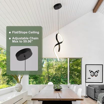 Modern Pendant Light Fixture,4500K LED Pendant Lights Kitchen Island Lighting, Adjustable Height Hanging Light for Kitchen Sink Dining Room Bedroom,1 Pack (Black)