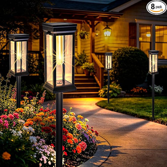 Sublume Solar Pathway Lights Outdoor, 8 Pack Upgraded Bright Solar Lights Outdoor, Auto On/Off, IP65 Waterproof Solar Landscape Lights Solar Powered Garden Lighting for Yard Patio Walkway Driveway