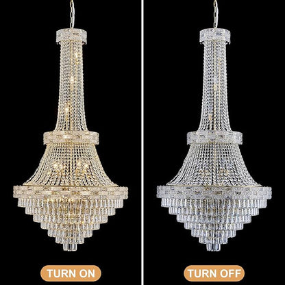 25 Lights Large Gold Crystal Chandeliers Luxury Modern Chandelier for High Ceilings 3 Tiers Pendant Lighting Fixture Foyer Staircase Hallway Entryway Banquet Hall Lobby 60.5" H x 31" D