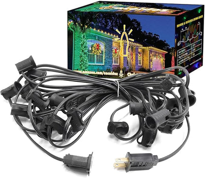 C7 Black Sockets String - 25FT 12" Spacing - Outdoor Christmas Stringer Set