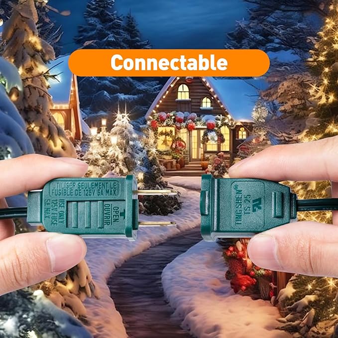 C7 Christmas Lights Outdoor 10ft - Warm White & Clear LED String Lights with 10 Vintage Bulbs, Waterproof Green Wire for Roofline, Patio, Xmas Tree, Halloween, Holiday Decor