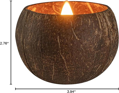 Restaurantware-Coco Casa 3.9 x 2.8 Inch Coconut Shell Candles, 10 Hand Poured Coconut Bowl Candles - Spring Hydrangea Fragrance, Double Wax Blend, Soy Wax Scented Candle, Wooden Wick