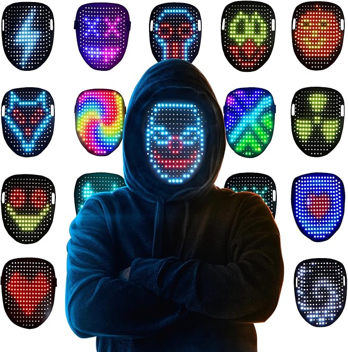 Mr.Pang LED Mask Light up Mask with Gesture Sensing, Cool Face Transforming Mask, Perfect Gifts for Halloween Christmas Birthday Cosplay Party