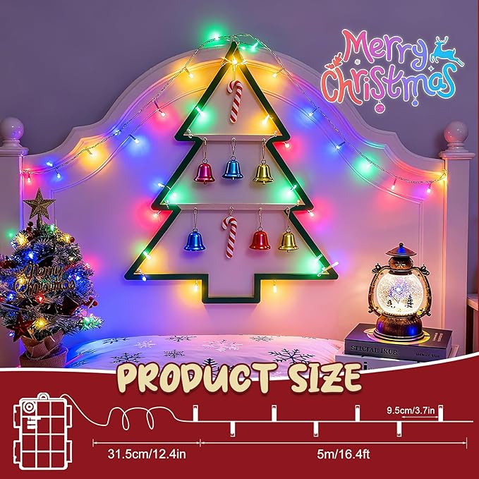 cshare Christmas String Lights Outdoor Waterproof 9.8ft 30 LED, Muliticolor Fairy Lights Battery Operated with Timer Clear Wire for Indoor & Outdoor Christmas Decorations Garland Party Garden