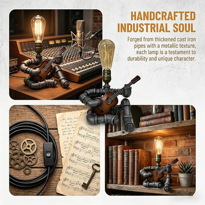 Music Guitar Table Lamp,Guitar Stuff,Cool Gifts for Music Lovers,Players for Men Gift,Steampunk lamp,Metallica (Coffee)