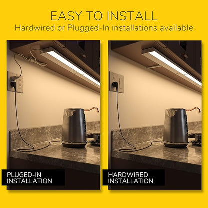 Getinlight 24-inch 3 Color Levels LED Under Cabinet Lighting, Hardwired or Plugged-in, Selectable White 2700K/3000K/4000K, Dimmable, White Finished, IN-0210-3