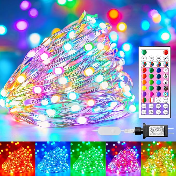 Color Changing Fairy Lights Plug in - 22 Colors 33 FT 100 LED String Lights with Remote, Fairy Lights Indoor with 12 Lighting Modes, Multicolor Christmas Lights for Bedroom Classroom Halloween