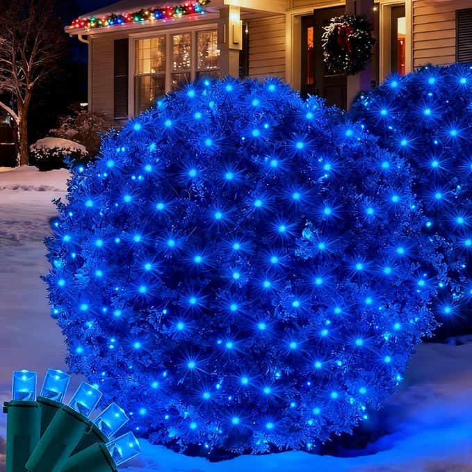 Led Christmas Net Lights for Bushes, 132LED 6FT x 6FT Connectable UL Certified Net Lights for Bushes Tree Shrubs Xmas Trunk Green Wire Christmas Decorations