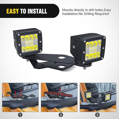Nilight 2PCS Lower Windshield Hinge Mounting Brackets Dual A-Pillar Brackets for Offroad LED Fog Light Pods for 2021 2022 2023 2024 2025 2026 Ford Bronco