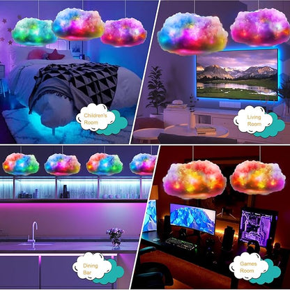 LED Cloud Light,2pcs RGB Cloud Lights with IC Remote Control and APP Control Cool Lights Sync Music Color Changing Led Light for Bedroom Ceiling Adults and Kids Modern Home Decorations