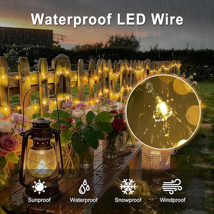 suddus Flexible Copper String Lights, Fairy Lights Warm White, 2Pack Total 132ft 400 LED Battery Operated/USB Twinkle Lights for Bedroom, Dorm Decor