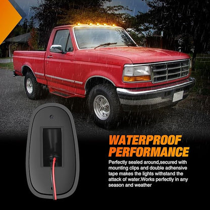 Nilight LED Cab Marker Lights 5 PCS 16 LED Smoke Lens Amber Clearance Roof Running Light Compatible with1984-1997 Ford F150 F250 F350 Pickup Trucks 1988-1997 Ford F Super Duty