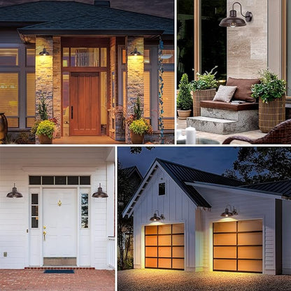 2-Pack Dusk to Dawn Outdoor Wall Sconces, Farmhouse Outside Lighting Gooseneck Barn Lights, Oil Rubbed Bronze Exterior Wall Lights, Anti-Rust Waterproof Outdoor Light for House Porch Garage Entryway