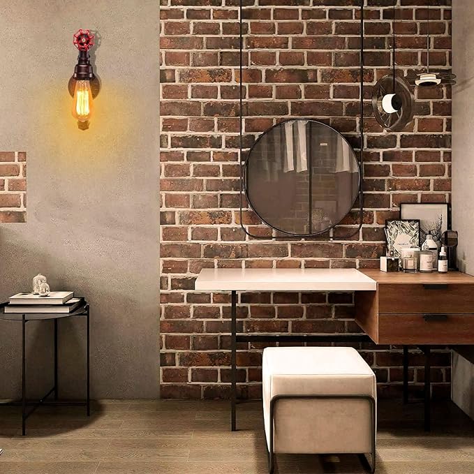 XEYOU Retro Wall lamp Vintage Industrial Steampunk Wall Sconce with Switch Metal Water Pipe Wall Mounted Light Fixture E26 Edison Bulb for Cafe Bar Restaurant Bedroom Livingroom
