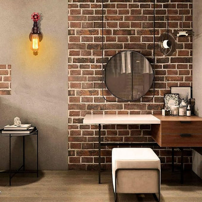 XEYOU Retro Wall lamp Vintage Industrial Steampunk Wall Sconce with Switch Metal Water Pipe Wall Mounted Light Fixture E26 Edison Bulb for Cafe Bar Restaurant Bedroom Livingroom