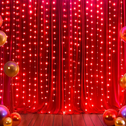 10x12 Red Backdrop Curtains for Wedding Party Wrinkle Free Backdrops Curtain Drapes Fabric Decorations Photo Back Drop Cloth for Baby Shower Photography Stage Reception 5ft x 12ft,2 Panels
