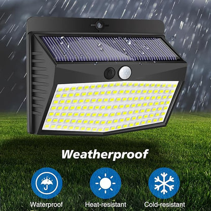 [138 LED/8 Packs] Solar Motion Sensor Lights Outdoor Waterproof with 3 Lighting Modes Wall Lights Solar Security Powered Lights for Garden Fence Yard Deck Garage, Warm White